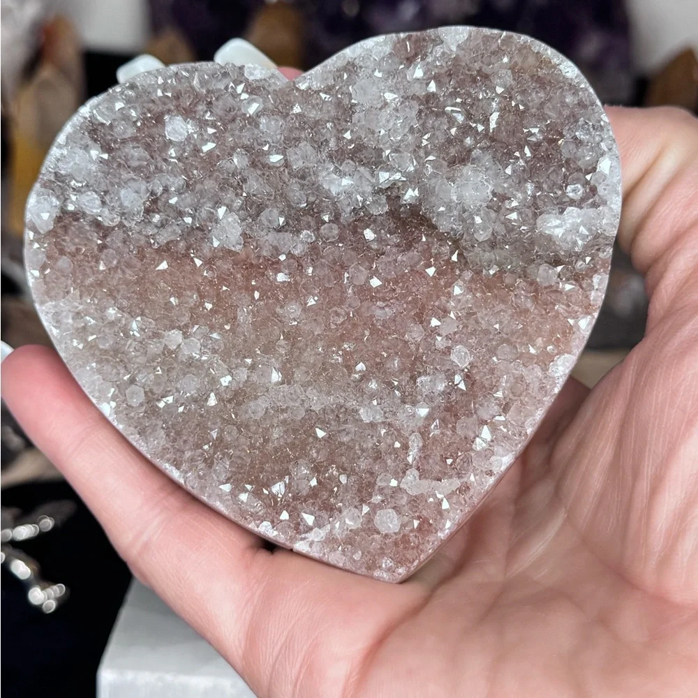 Blush Pink Ombré Amethyst Agate Heart Extra High Quality - Picture 6 of 7